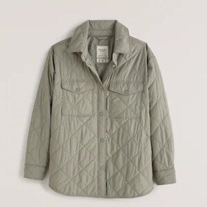 Abercrombie quilted shirt jacket - XS, sage green